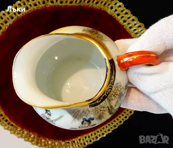 Кана,каничка японски порцелан Sаtsuma,злато. , снимка 7 - Антикварни и старинни предмети - 51239957