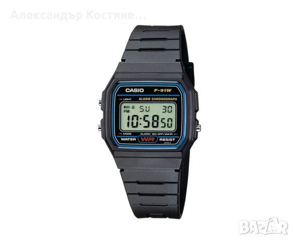 Часовник Casio F-91W-1YER, снимка 1 - Мъжки - 43380221