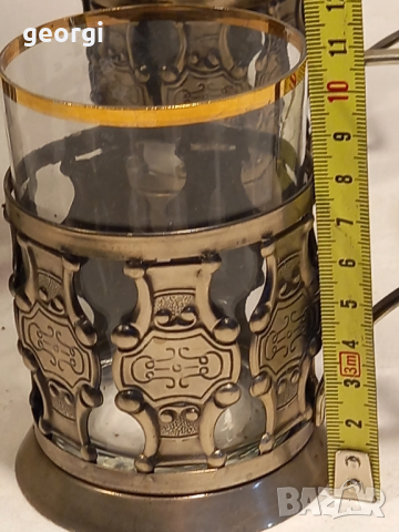 стари съветски подстакани мелхиор с чаши, снимка 5 - Антикварни и старинни предмети - 44882117