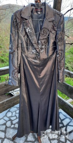 Дамски костюм сребрист от сако и пола размер 48, снимка 9 - Костюми - 43579655