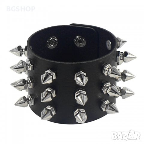 Gothic / Metal Style гривна с шипове 3 реда - Black