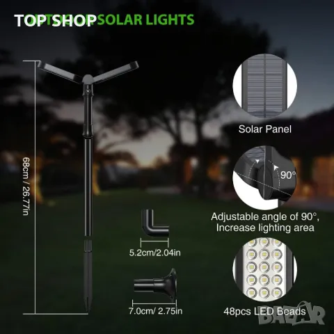 Соларни лампи комплект от 2 бр. Lafhome Solar Lights, снимка 9 - Соларни лампи - 48668313
