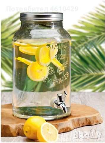 Буркан EDM с кран, прозрачен и неръждаема стомана, 5,5 литра, снимка 2 - Буркани, бутилки и капачки - 52849937