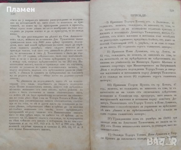 Делото на Ил. Луканов, Т. Тотев и Г. Цукев по обвинението им в измъчвание и горение Денчо Тюфекчиевъ, снимка 3 - Антикварни и старинни предмети - 40250028