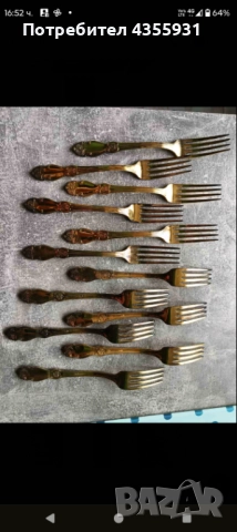 СССР стари прибори за хранене двойно посребрени двойно позлатени старинни руски  прибори , снимка 2 - Антикварни и старинни предмети - 51529830