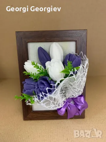 цветя изработени с глицеринов ароматен сапун и Българска роза , снимка 3 - Декорация за дома - 50104898