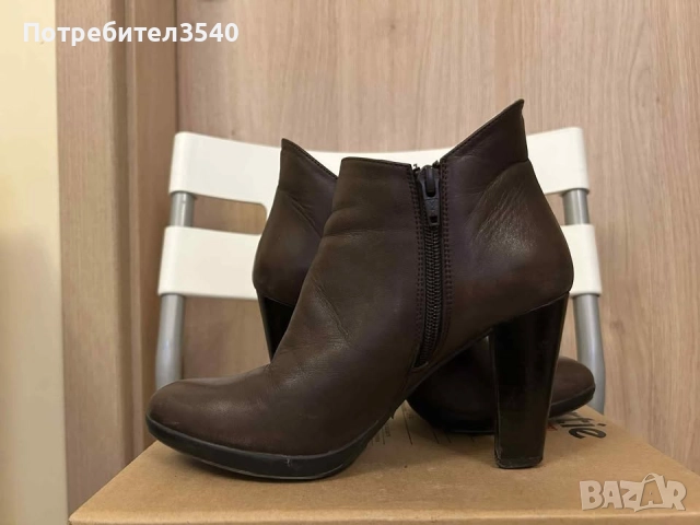 Кафяви боти на ток, снимка 3 - Дамски боти - 51888679