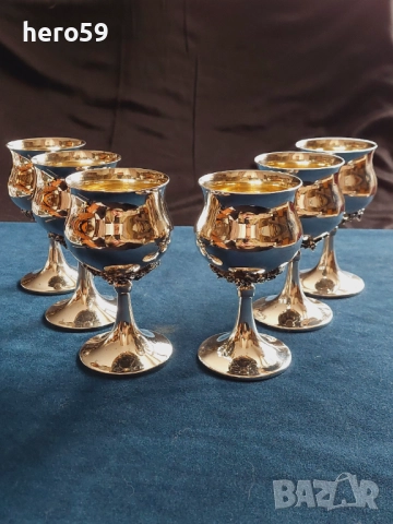 Два комплекта Сребърни чаши за вино,вода,проба 800 , снимка 14 - Чаши - 48824938