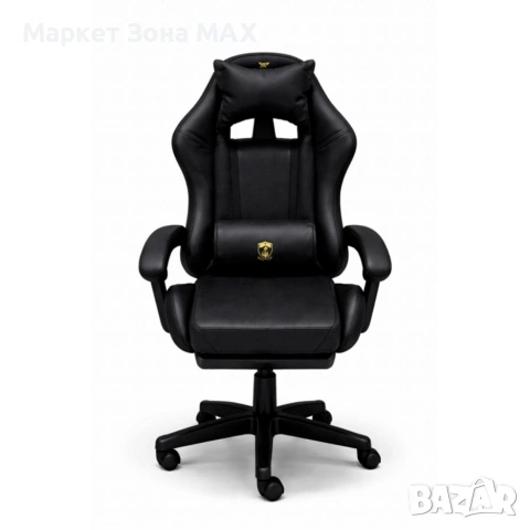 Премиум геймърски стол с масажна функция, поставка за крака и ергономична метална рамка, PU кожа, снимка 3 - Геймърски - 53449182
