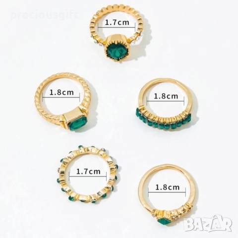 Комплект бижута - 5 броя пръстени, снимка 5 - Пръстени - 52913577