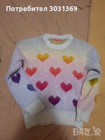 Дамски цветен пуловер , снимка 1 - Блузи с дълъг ръкав и пуловери - 43766821