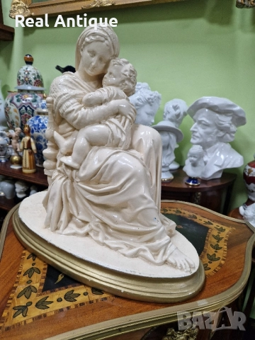 Прекрасна голяма антикварна керамична фигура статуетка композиция , снимка 5 - Статуетки - 51784624