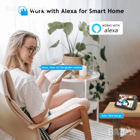 Соларна 3MP охранителна камера с батерия Techage CQ1S Alexa, снимка 3 - IP камери - 47340611