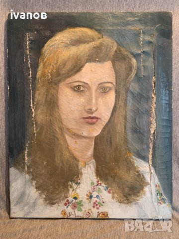 Стара картина .Портрет на Момиче, снимка 2 - Картини - 39865790
