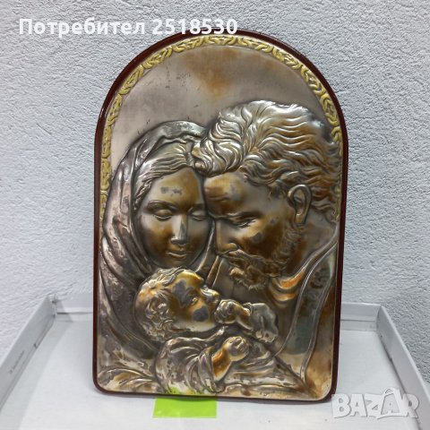 Голяма посребрена икона, снимка 2 - Антикварни и старинни предмети - 40096837