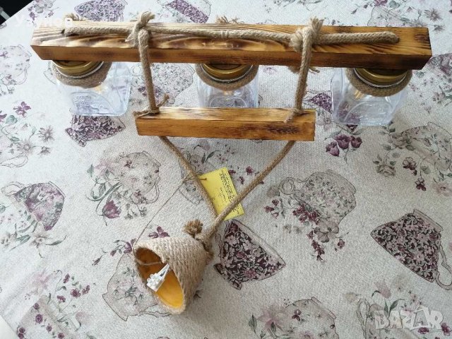 Уникална, ръчно изработена дървена битова лампа (осветително тяло от дърво)- ретро / винтидж стил, снимка 6 - Лампи за таван - 19120923