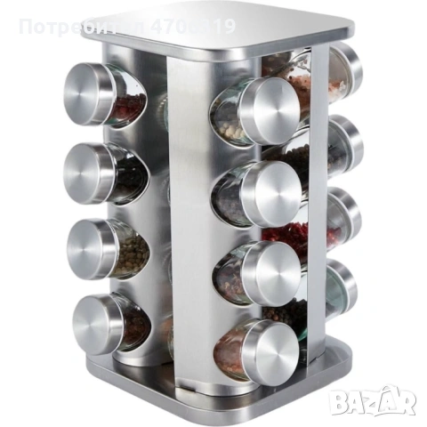 Въртящ се органайзер с подправки Cheffinger-c 16 бурканчета от неръждаема стомана ., снимка 4 - Органайзери - 53111740