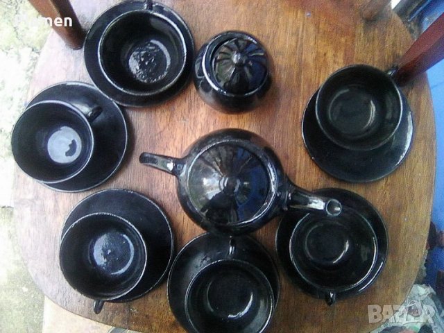 Български сервиз за чай от 6 чаши с чинийки кана и захарница, снимка 2 - Сервизи - 38972207