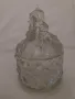 Стара стъклена захарница-бонбониера българска, снимка 3