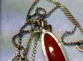ПРЕЛЕСТНО СРЕБЪРНО КОЛИЕ ВЕРИЖКА със СКЪПОЦЕНЕН СРЕБЪРЕН ПЕНДАНТ СРЕБРО 925 с ШЛИФОВАН КАРНЕОЛ 40602, снимка 3