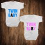 Бебешки бодита за близнаци с щампа TWIN BABY, снимка 2