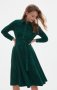 Зелена рокля имитация на велур, снимка 1 - Рокли - 44119803