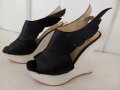 Черни платформи набук с уникален дизайн на бялата подметка. Размер 36., снимка 5