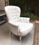 Бяло кресло естествена кожа, снимка 1 - Дивани и мека мебел - 40316518