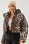 Пухкаво зимно яке с леопардов принт, снимка 1