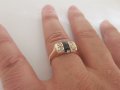 Златен пръстен с оникс и циркони 1, снимка 9