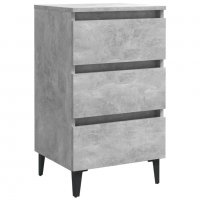 Нощни шкафчета с метални крака, 2 бр, бетонно сиви, 40x35x69 см, снимка 4 - Шкафове - 38772672