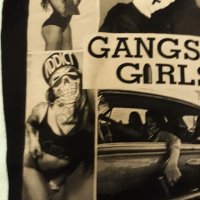Гъзарска тениска черна с принт GANGSTA-GIRLS и мадами-гангстери.Изчистен черен гръб. , снимка 8 - Тениски - 37416330