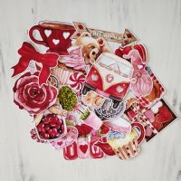 Изрязани елементи от картон Red Valentine 27 бр - R072, снимка 1 - Други - 43988703