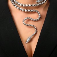 👑 💗 Жестоко Колие във Формата на Змия с Огъващ се Ефект в Сребристо КОД : е368💗 👑 💋 , снимка 8 - Колиета, медальони, синджири - 43868302