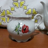 Стар български порцелан чайник захарница латиера , снимка 3 - Антикварни и старинни предмети - 43356028