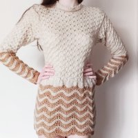 Ръчно плетена блуза в два цвята, снимка 7 - Блузи с дълъг ръкав и пуловери - 15347297