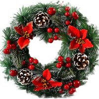 Коледен венец за декорация с шишарки и изкуствени коледни звезди, снимка 1 - Декорация за дома - 43489529