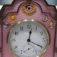 Каретен часовник-Сребърен гилеше  емайл часовник/Silver and Guilloche enamel Carriage Clock/, снимка 13 - Колекции - 38836804