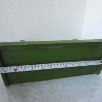 стар дървен зелен рафт полица 35 х 15 см, за стена, снимка 4 - Други - 28955623