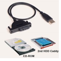 Адапторен кабел USB към 13Pin Slimline SATA Laptop CD/DVD Rom 13-Pin 13ПИНА 13-пин Optical Drive, снимка 1 - Части за лаптопи - 27012441