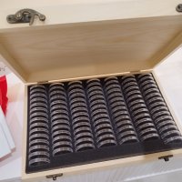 Дървена кутия за 100 броя монети, снимка 1 - Нумизматика и бонистика - 40758136