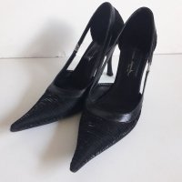 Черни обувки на ток, 39 номер , снимка 2 - Дамски елегантни обувки - 37991614