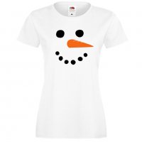 Дамска тениска Коледа snowman face, снимка 5 - Тениски - 34691050