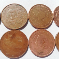лот от 9 монети от 5 евро-цента 1999-, снимка 10 - Нумизматика и бонистика - 42125310