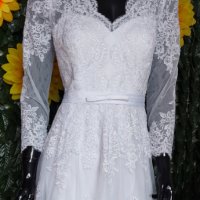 къса булчинска сватбена рокля с ръкави, снимка 10 - Сватбени рокли - 39215906