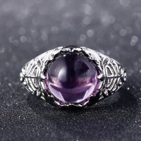 Сребърен пръстен с лилав аметист, снимка 4 - Пръстени - 32502532