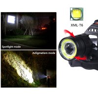 Мощен акумулаторен LED челник фенер за глава USB къмпинг лов риболов палатка велосипед бягане колело, снимка 2 - Къмпинг осветление - 24359751