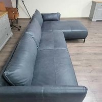 Тъмно сив ъглов кожен диван "Odelle", снимка 7 - Дивани и мека мебел - 43286094