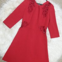 РАЗКОШНА червена кукленска рокля с дантела на рамене и при талията , снимка 1 - Рокли - 42983513