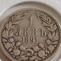 Сребърна монета 1 лев 1891г. Княжество България Княз Фердинанд първи 42085, снимка 2 - Нумизматика и бонистика - 43799609